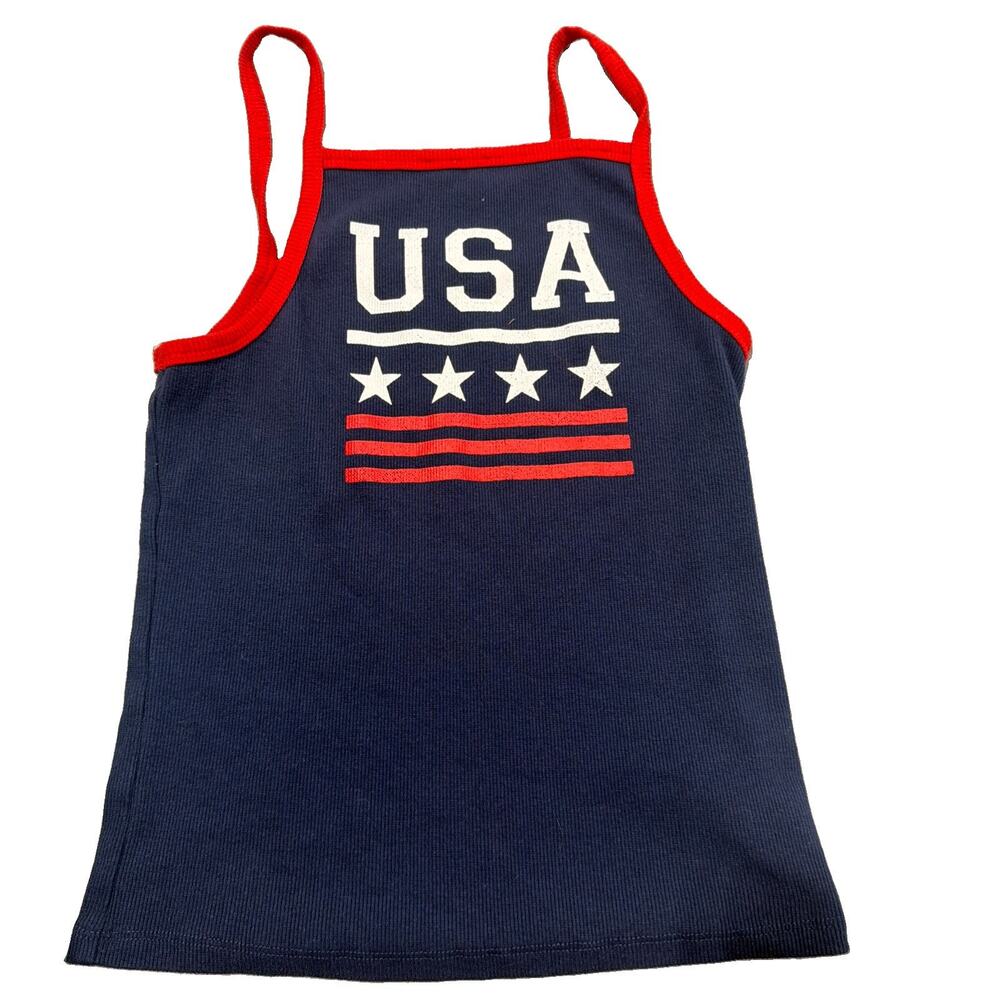 Zoe & Liv Women’s Tank Top Small Red White Blue American Flag Summer (AI6)